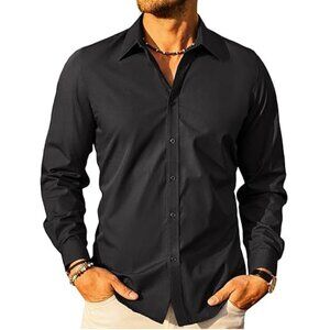 Paul Jones Black Button Down Dress Shirt 2XL Men's Long Sleeve Business Casual